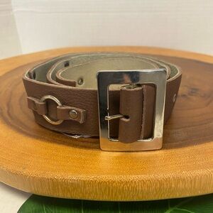M.design Brown Leather Ring Belt Size:M